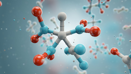 Poster - 3d medical background with abstract molecule structure. chemical or science abstract concept. center