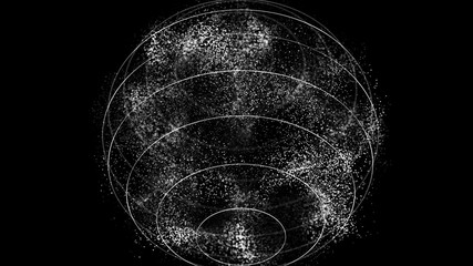 Poster - Futuristic orbit in space. Abstract system of science and technology in form of sphere. Array with dynamic particles. 3D rendering.