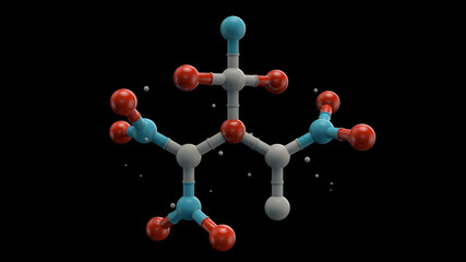 Poster - 3d medical background with abstract single isolated molecule structure. chemical or science abstract