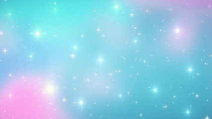 Wall Mural - holographic abstract kawaii universe princess colors fantasy pastel fairy rainbow stars and blurs ba