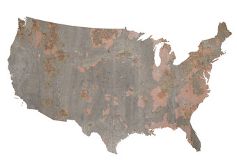 Wall Mural - USA map grunge brown style