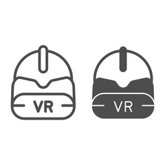 Poster - vr headset glasses line and glyph icon. vr mask vector illustration isolated on white. virtual reali