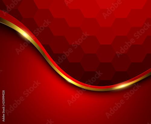 Abstract background red mosaic with vector hexagons texture.