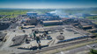 Ore processing, smelting and pelletizing plant seen from above on a sunny day