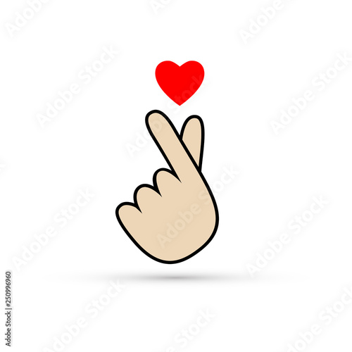 Korean heart hand gesture symbol vector icon. Flat simple illustration ...