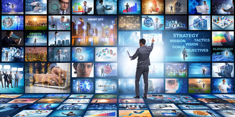 Concept of streaming video with businessman