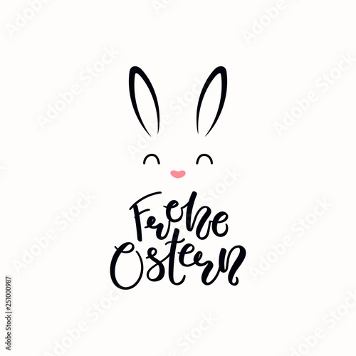 Lettering quote Frohe Ostern, Happy Easter in German, with ...