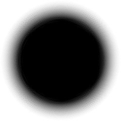 Poster - Circle half tone element over white. Circular fading circles outwards