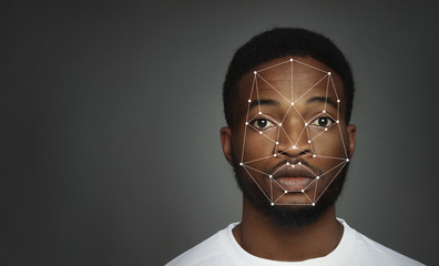 Leinwandbilder - Futuristic and technological scanning of face for facial recognition