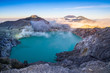 Beautiful sanrise of landscape view of Kawah Ijen volcano. one of most famous tourist attraction in Indonesia.