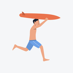 Wall Mural - Running surfer flat icon