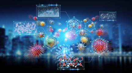 Poster - Bacteria microscopic close-up 3D rendering