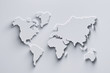 © dariaren - World map 3d in white colors with shadows and glowing edges. 3d illustration.