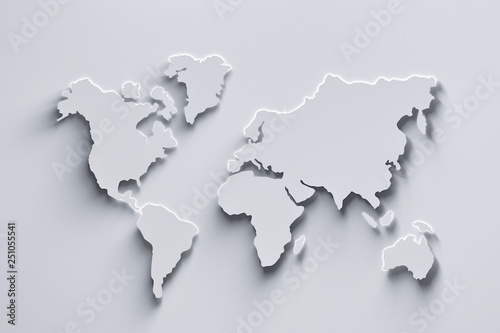 world-map-3d-in-white-colors-with-shadows-and-glowing-edges-3d-illustration
