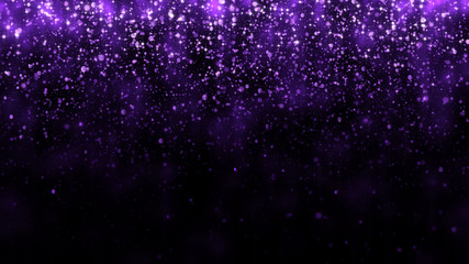 luxury background with glitter falling purple particles. beautiful holiday light background template