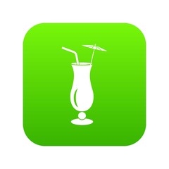 Poster - Alcoholic cocktail icon green vector isolated on white background