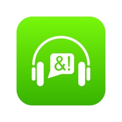 Poster - Consultation by phone icon green vector isolated on white background