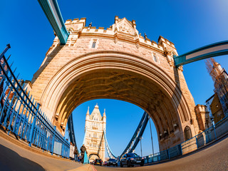 Wall Mural - Famous architecture of Tower Bridge in London in a daytime. England