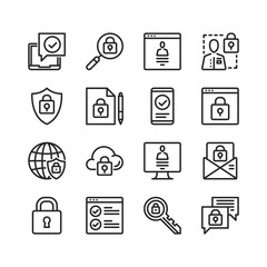 Leinwandbilder - Internet security icons set. Online security, internet protection concepts. Pixel perfect. Thin line design. Vector line icons set