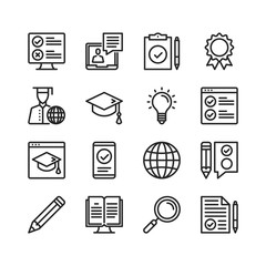 Poster - elearning icons set. online learning, distance education concepts. pixel perfect. thin line design. 