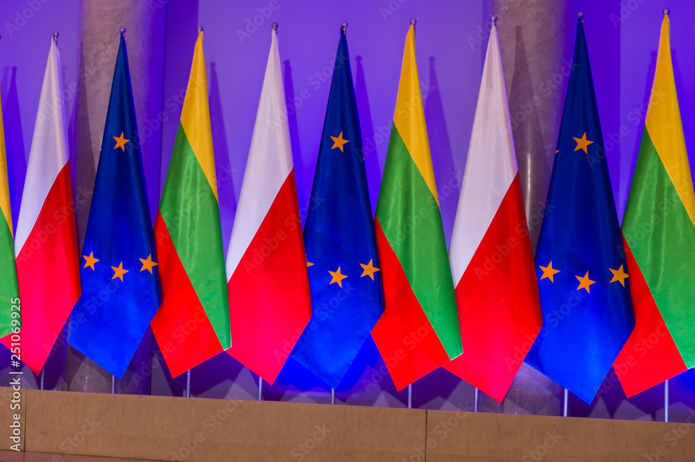 flaga UE Polski Litwy - obrazy, fototapety, plakaty 