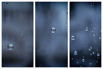 Wall Mural - Water drops. Water drops. Set of vertical banners. Abstract blue background.