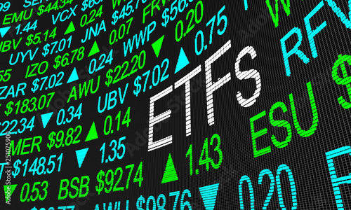 Cuadros en Lienzo ETFs Exchange Traded Funds Stock Market Investment 3d Illustration