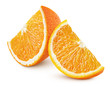 Ripe orange citrus fruit slices isolated on white
