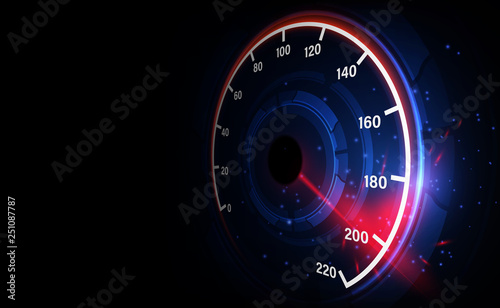 Cuadros en Lienzo Speed motion background with fast speedometer car