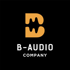 letter B initial with audio beat symbol logo icon vector template