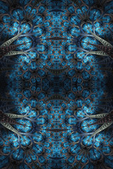 Poster - Unique 3d computer generated illustration of artistic futuristic fractal patterns artwork background
