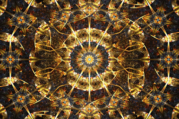 Poster - Abstract computer generated unique circular fractal patterns background