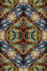 Poster - Artistic multicolored 3d computer generated illustration of fractal patterns background