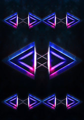 Leinwandbilder - Abstract unique 3d illustration of multicolored artistic triangles connected on a foggy background