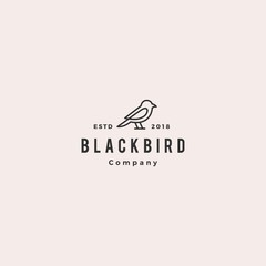 Wall Mural - bird logo hipster vintage retro vector line outline monoline art icon