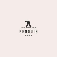 Canvas Print - penguin water drop logo hipster vintage retro vector icon illustration