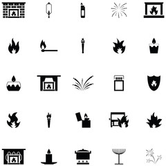 Wall Mural - flame icons set