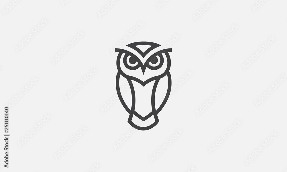 owl illustration, owl logo design, vector - obrazy, fototapety, plakaty 