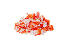 Crab Or Lobster Meat Isolated With Shadow On White Background. Gourmet Food