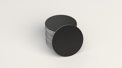 Wall Mural - Mockup of blank black round beer coasters