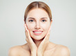 © artmim - Attractive woman on white. Beautiful female model face