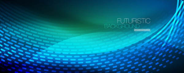 glowing light particles in dark neon space, magic glow shiny abstract background