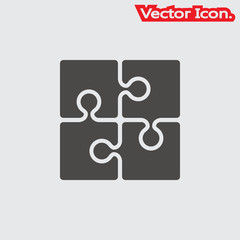 Puzzle icon isolated sign symbol and flat style for app, web and digital design. Vector illustration.