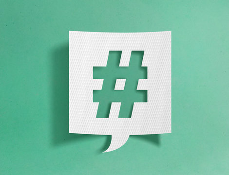 Speech bubble with hashtag symbol