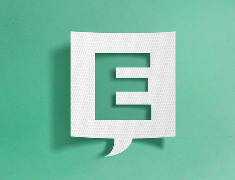 Speech bubble with letter E