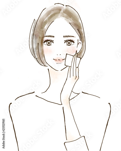 若い 女性 イラスト コットン フェイスケア 綺麗 Stock Illustration Adobe Stock