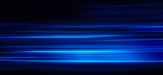 Wall Mural - Abstract blue light trails on the dark background