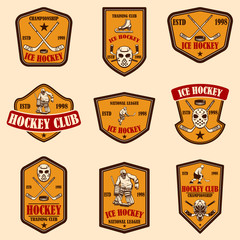 Wall Mural - Set of hockey club emblems. Design element for logo, label, sign, poster, banner.