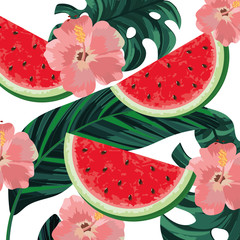 Sticker - beautiful tropical flowers cartoon