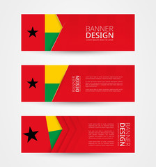 Wall Mural - Set of three horizontal banners with flag of Guinea-Bissau. Web banner design template in color of Guinea-Bissau flag.